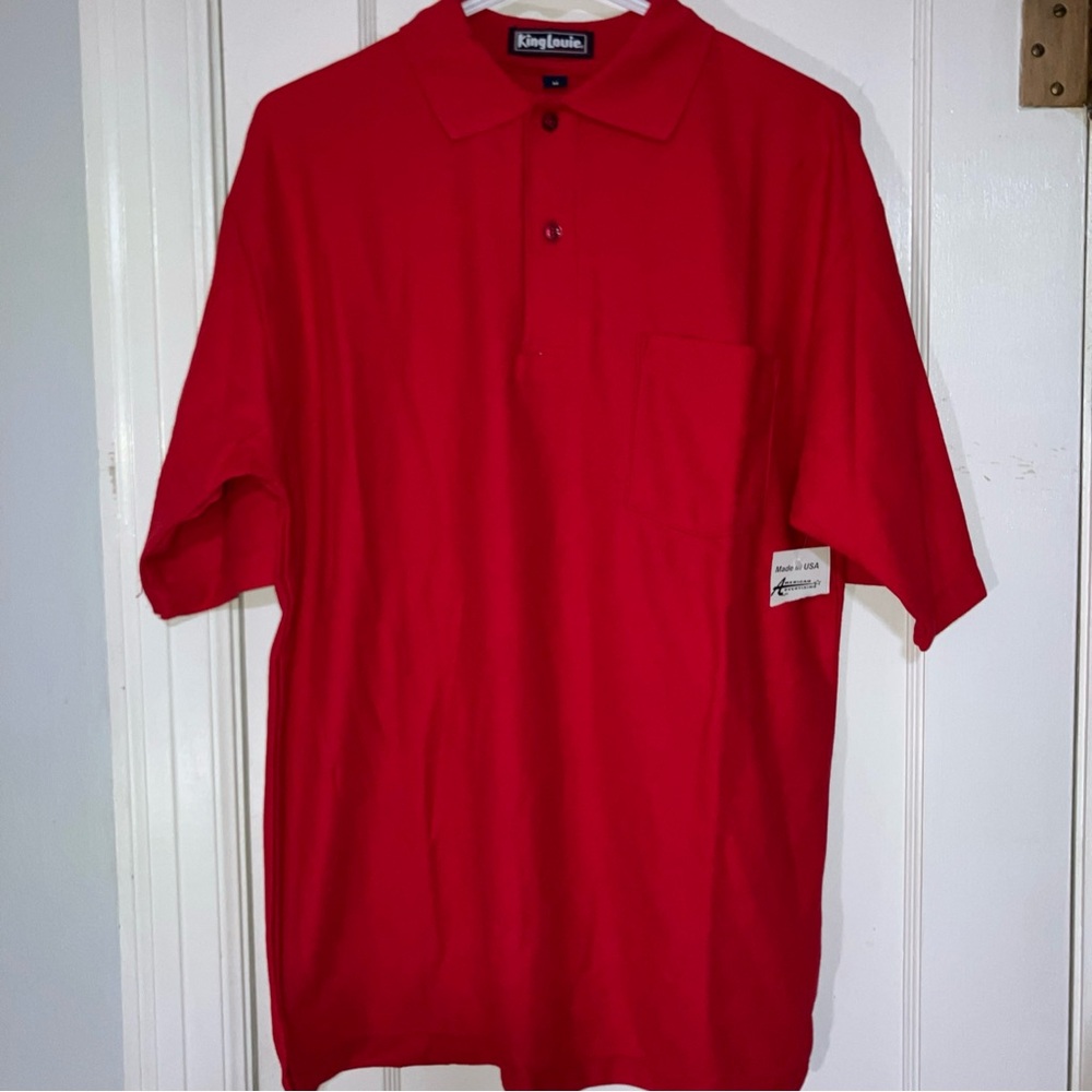 Vintage King Louie Red Bowling Shirt Polo Men's M USA‎